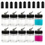 Hubest 10PCS 22CC Airbrush Glass Bottles With Adapter Lids - G3P, Transparent. Fixed Price $26.99.