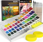 Nicpro 48 Colors Watercolor Set With 8PCS Painting Brushes, 25 Sheet. Fixed Price $30.99.