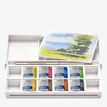 Watercolor Paint Set 8 Half Pan Landscape Colors Brush Winsor Newton Cotman. Fixed Price $51.99.