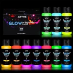 Glow The Dark Paint, 10 Bright Colors 60ML/2OZ Blacklight Set, Neon Cra. Fixed Price $26.00.