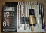 Liquitex Basics Acrylic Paint Metallic & Iridescent Colours Set 6 22ML. Fixed Price $18.99.