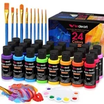 Acrylic Paint Set - 24 Vibrant Colors With Brushes For Canvas, Wood, And Glass. Fixed Price $24.19.