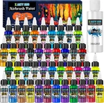 Airbrush Paint - 42 Colors With 4.05 Fl Oz Thinner, Iridescent, Neon And Metalli. Fixed Price $59.95.