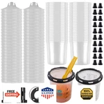 Yuzes 50 Disposable 20OZ Paint Cups W/ Lids, 190-MICRON Filters, Mixing. Fixed Price $107.45.