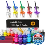 Nicpro 12COLORS Washable Paint For KIDS(2 Oz), Finger Set With Cups. Fixed Price $43.66.