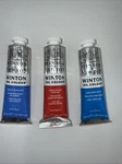 Combo Of 3 Winsor And Newton Winton Oil Colour 1.25 Oz. Cadmium RED,2 Blue. Fixed Price $29.99.