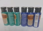 Leather Studio Set Of 6 2 Fl Oz Acrylic Shoe PAINT-(3) Aqua & Cobalt Blue. Fixed Price $10.88.