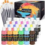 Acrylic Paint Set With Brushes, 24 COLORS(100ML, 3.4 Oz) Kit For Adu. Fixed Price $36.54.