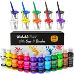 Nicpro 12COLORS Washable Paint For KIDS(2 Oz), Finger Set With Cups. Fixed Price $44.92.