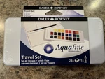 Daler-rowney Aquafine Watercolour Travel Set 24 Colors, Paintbrush, Painting Nib. Fixed Price $18.44.