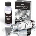 Metallic Silver Acrylic Paint Kit &1OZ High Gloss Clear Varni. Fixed Price $16.19.
