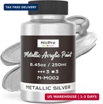 Nicpro Metallic Silver Acrylic Paint, 8.45OZ/250ML Leaf Non Toxic,. Fixed Price $15.61.