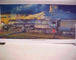 Railroad Art, Winfield,"union Pacific Big BOY#4018 Green RIVER,12X24", (8004). Fixed Price $45.00.