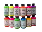 Angelus Acrylic Leather Paint Neon Colors Starter Kit 4 Ounce Bottles - 12 Pack. Fixed Price $99.00.