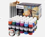Artecho Acrylic Paint Set 24 Colors 2OZ 59ML With 12 Brushes Craft New. Fixed Price $20.49.