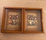 Set Of 2 Mid Century Modern Mouse Shadow Box Art Thayer Signed Vintage Euc. Fixed Price $20.00.