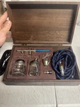 Badger Airbrush Kit Model 150-4 Pk W/ Wooden Box + Paints & Jars Open. Fixed Price $60.00.