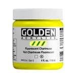 Heavy Body Acrylics By Golden Fluorescent Chartreuse 4 Fl. Oz. Jar Profession.... Fixed Price $31.13.
