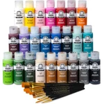 Folkart 99445 24 Bottle Acrylic Craft Paint Set With 10 Pack Of Brushes, 2OZ, Co. Fixed Price $48.33.