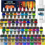 Airbrush Paint - 42 Colors With 4.05 Fl Oz Thinner, Iridescent, Neon And Metalli. Fixed Price $61.94.