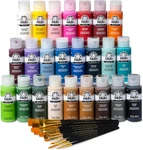 99445 24 Bottle Acrylic Craft Paint Set With 10 Pack Of Brushes, 2OZ, Colors May. Fixed Price $47.88.