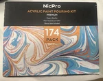 Nicpro 174 Acrylic Pour Paint Supplies Kit, Large Volume Premixed. Fixed Price $34.99.