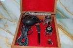 Vintage Badger Air Brush With Red Velvet Lined Wood Case. Fixed Price $34.00.
