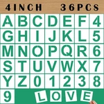 4'' Letter Stencils And Numbers Reusable Plastic, 36 Pc Alphabet Art Craft St.... Fixed Price $18.52.