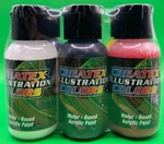 5 Colors + Reducer Createx Illustration Primary Set 1OZ Airbrushing Paint. Fixed Price $24.99.