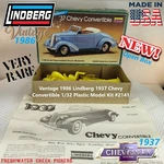 Nob Vantage 1986 Lindberg 1937 Chevy Convertible 1/32 Plastic Model Kit #2141. Fixed Price $9.99.