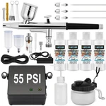 Airbrush Kit Compressor 55 Psi 0.2 0.3 0.5MM Nozzles 4 Cleaners Model Craft. Fixed Price $125.99.