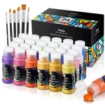 Acrylic Paint Set 24 Colors 2OZ Bottles 18 Basic 6 Metallic Ohuhu Waterproof. Fixed Price $51.99.