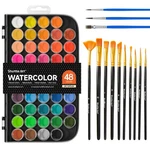 Shuttle Art 58 Pack Watercolor Paint Set, 11 Piece 48 Colors +10 Brushes. Fixed Price $21.99.