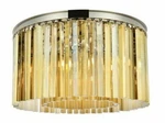 Chandelier Polished Nickel Flush Mount Light Crystal Golden Teak Fixture 26". Fixed Price $2024.35.