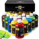 Acrylic Paint 12 COLOURS/473ML, Large Bottles Set Rich Pigment .... Fixed Price $58.32.